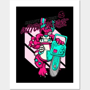 Rabbit monster in pink for halloween Posters and Art